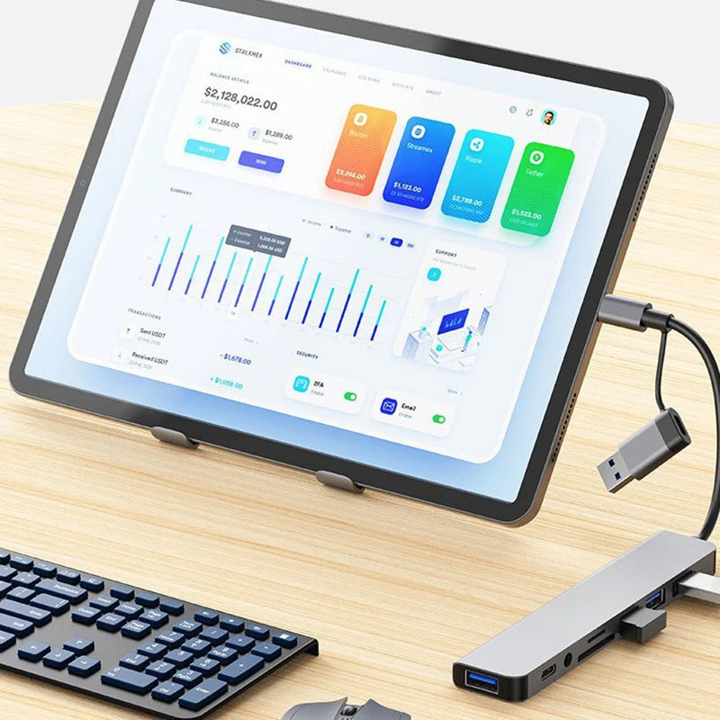 8-in-2 USB & Type-C HUB Docking Station