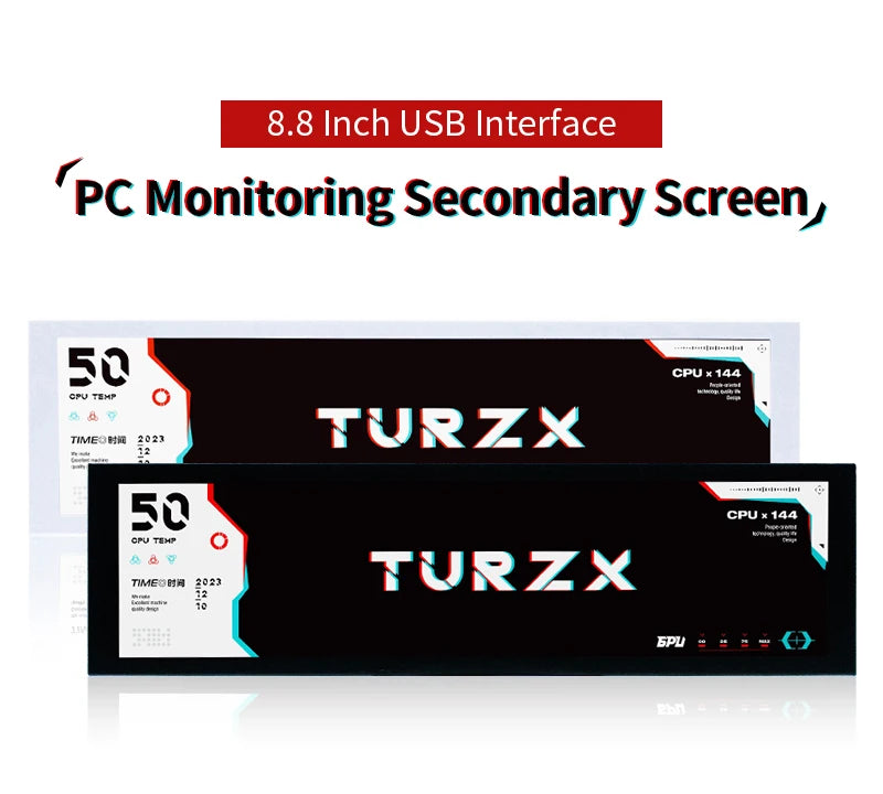8.8" Ultra-Wide IPS Smart Secondary Display – Hardware Monitor with TURZX Integration