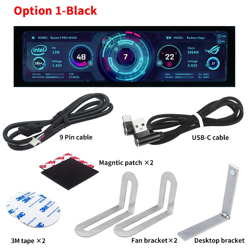 8.8" Ultra-Wide IPS Smart Secondary Display – Hardware Monitor with TURZX Integration