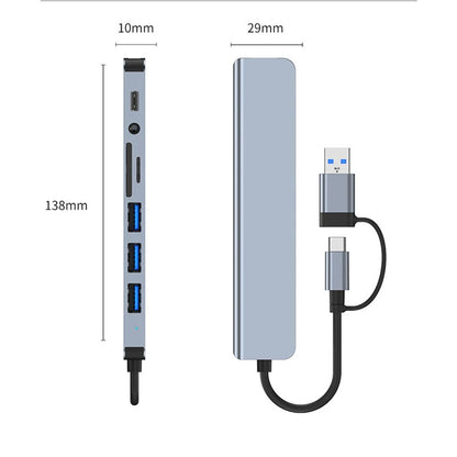 8-in-2 USB & Type-C HUB Docking Station