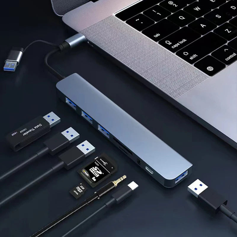 8-in-2 USB & Type-C HUB Docking Station