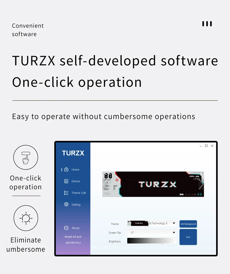 8.8" Ultra-Wide IPS Smart Secondary Display – Hardware Monitor with TURZX Integration