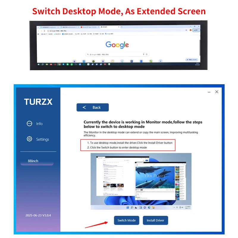 8.8" Ultra-Wide IPS Smart Secondary Display – Hardware Monitor with TURZX Integration