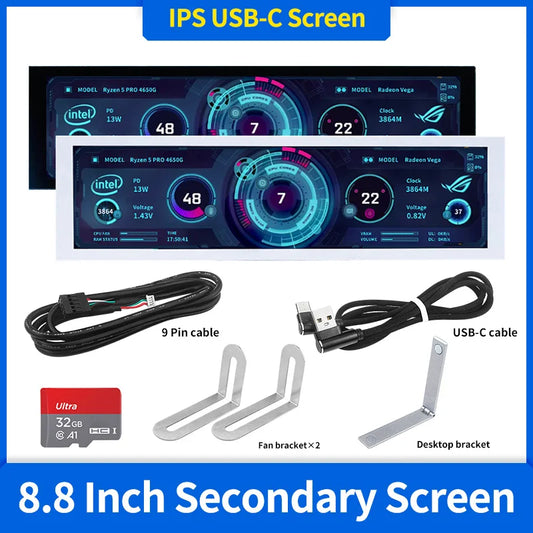 8.8" Ultra-Wide IPS Smart Secondary Display – Hardware Monitor with TURZX Integration